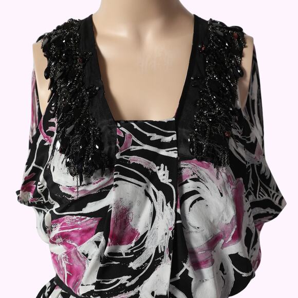 ROBERT RODRIGUEZ Floral Print Mini Silk Dress - Picture 3 of 8